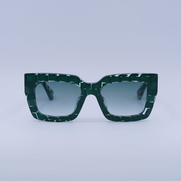 Bottega Veneta BV1212S 008 Sunglasses Green Square Frame, Green Lenses - Picture 2 of 11